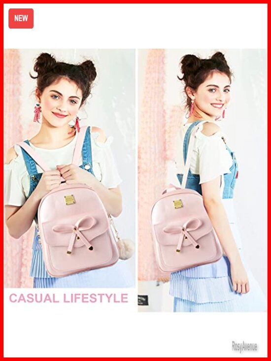 Mini Leather Backpack Purse Set with Bowknot 3 Piece Casual Daypack main image 6